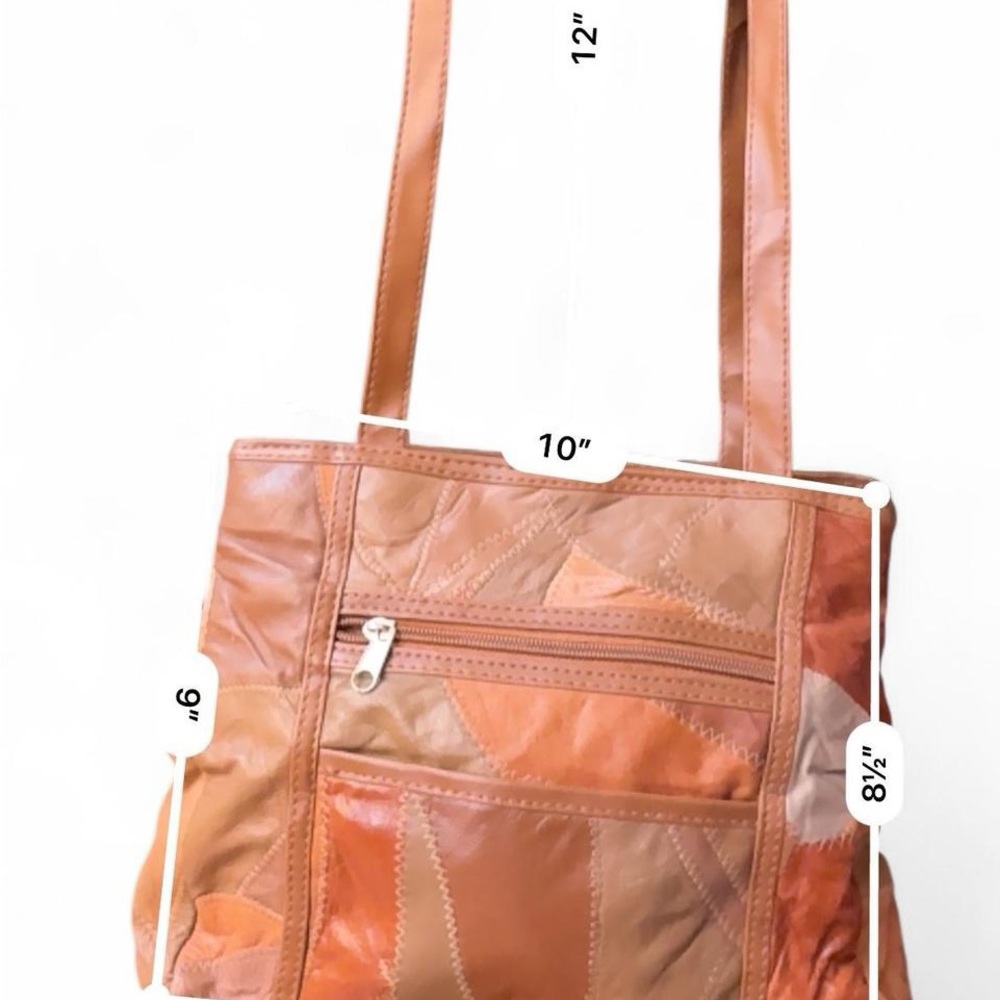 Brown And Orange Patchwork Leather Shoulder Bag - image 4